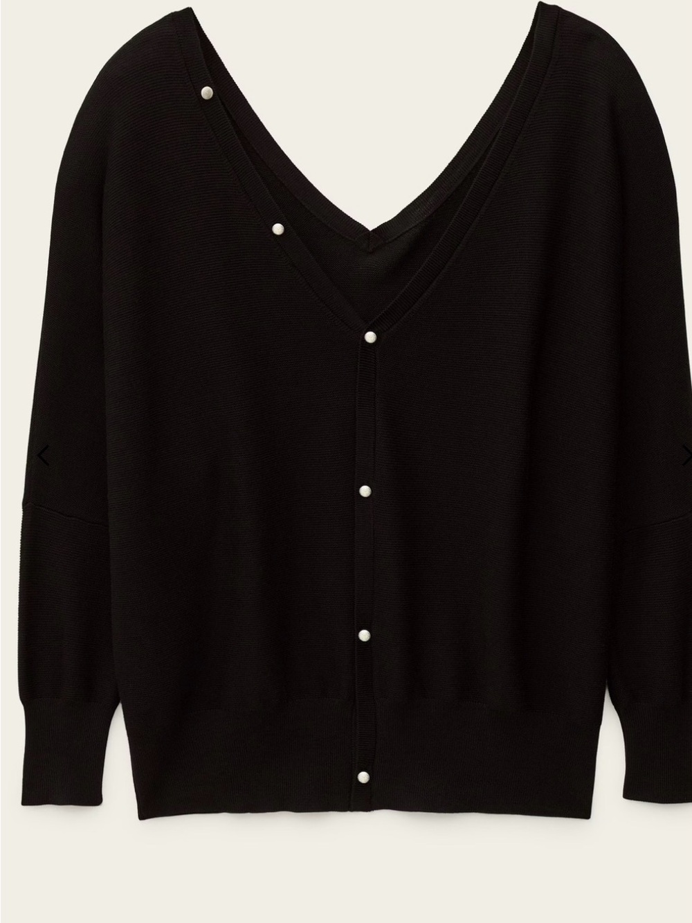 ba&sh Black Deep V-Back Sweater with Button Detail That Open ToThe Back - Picture 2 of 6